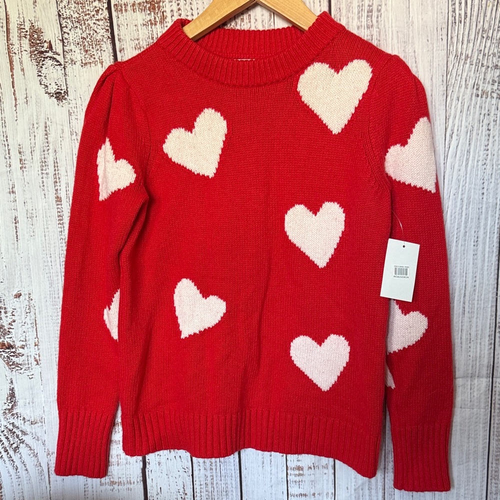 Caslon Red Sweater w/ Hearts, reposh'ing b/c too small.